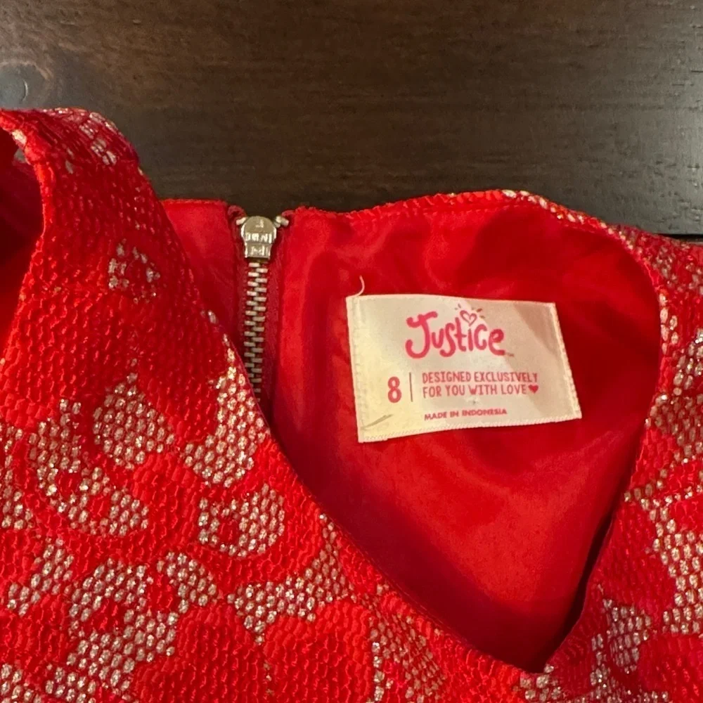 Justice Vibrant Red Lace Kids Dress